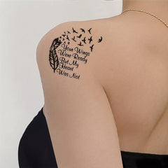 Dandelion Bird Feather Word Flower Arm Wrist Chest Abdomen Temporary Tattoo