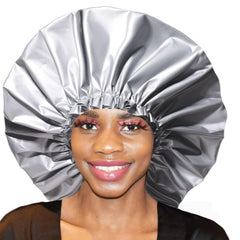 Waterproof Reusable Shower Cap with Satin Lining