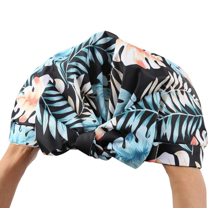 1pc Printed Shower Caps Waterproof Bath Caps Plastic Reusable Shower Caps