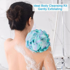 4 Pcs Exfoliating Shower Balls Bath Sponge Body Scrubber Set