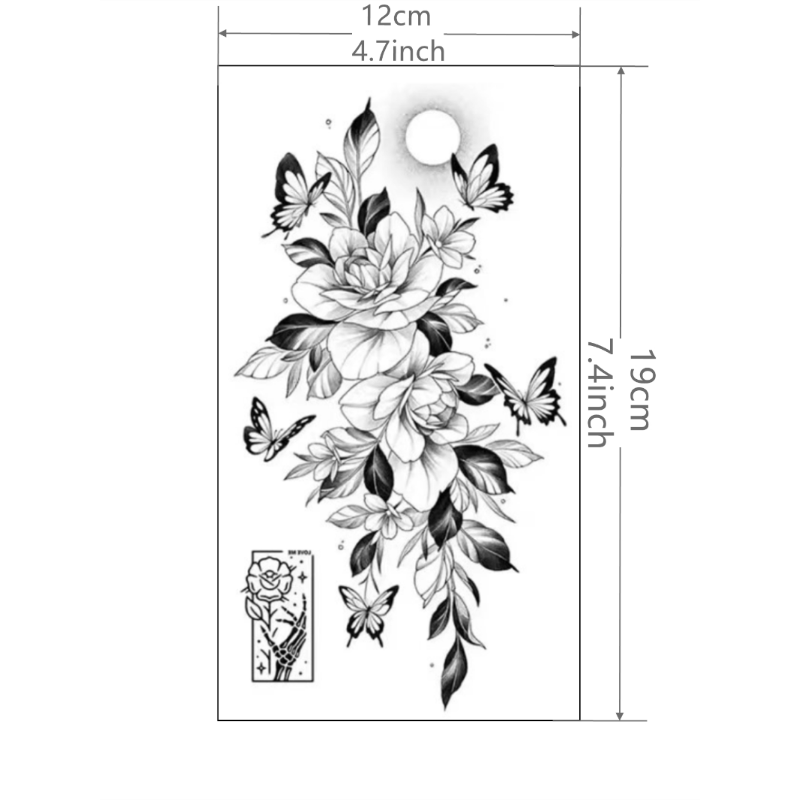 Sexy Flower & Butterfly Tattoo Sticker Waterproof Long Lasting Temporary Tattoo