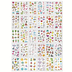 30 Pcs Small Cartoon Plant Animal Rainbow Temporary Tattoo Stickers