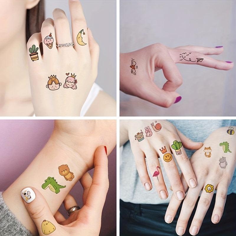 30 Pcs Small Cartoon Plant Animal Rainbow Temporary Tattoo Stickers