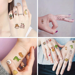 30 Pcs Small Cartoon Plant Animal Rainbow Temporary Tattoo Stickers