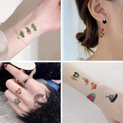 30 Pcs Small Cartoon Plant Animal Rainbow Temporary Tattoo Stickers