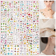 30 Pcs Small Cartoon Plant Animal Rainbow Temporary Tattoo Stickers