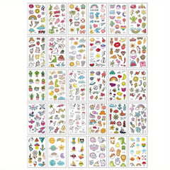 30 Pcs Small Cartoon Plant Animal Rainbow Temporary Tattoo Stickers