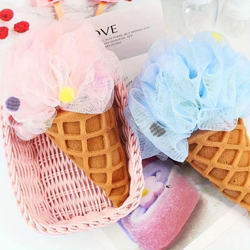 Ice Cream Bath Ball Loofah Exfoliating Sponge