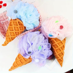 Ice Cream Bath Ball Loofah Exfoliating Sponge