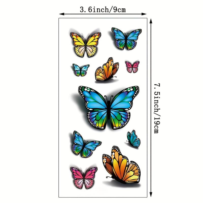 Waterproof 3D Butterfly and Flower Temporary Tattoos for Women and Girls