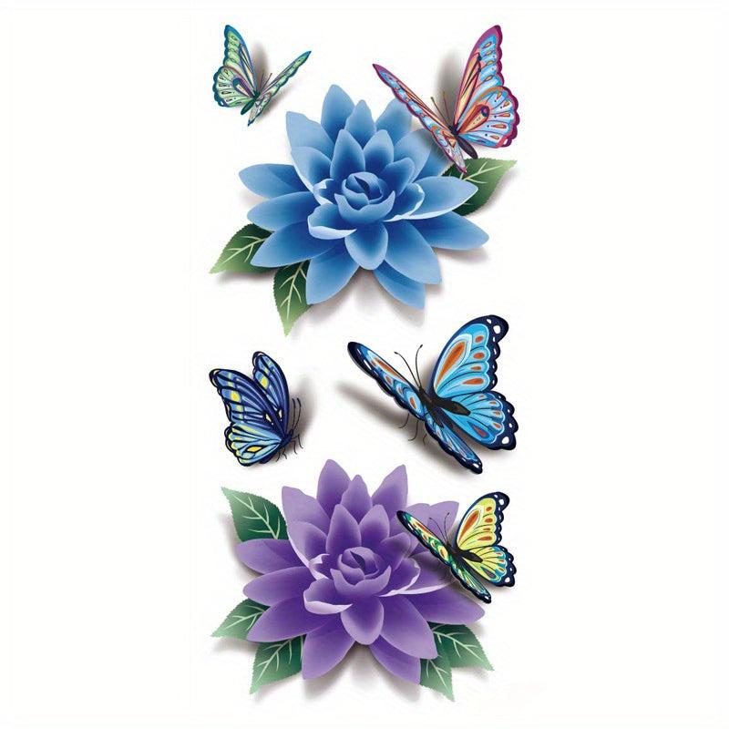 Waterproof 3D Butterfly and Flower Temporary Tattoos for Women and Girls