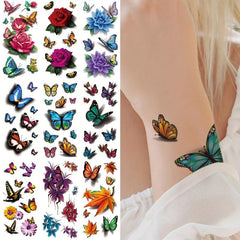 Waterproof 3D Butterfly and Flower Temporary Tattoos for Women and Girls