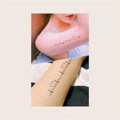 2 Sheets Women's Temporary Tattoo Stickers With Love Electrocardiogram