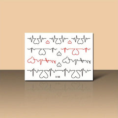 2 Sheets Women's Temporary Tattoo Stickers With Love Electrocardiogram