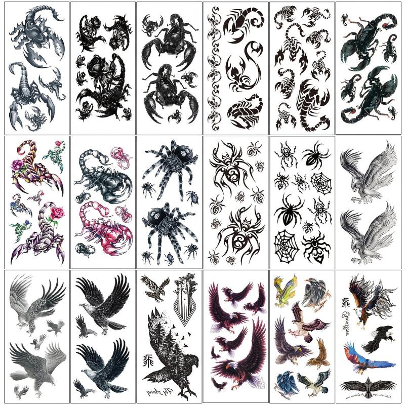 Realistic Scorpion Spider Eagle Waterproof Temporary Tattoos