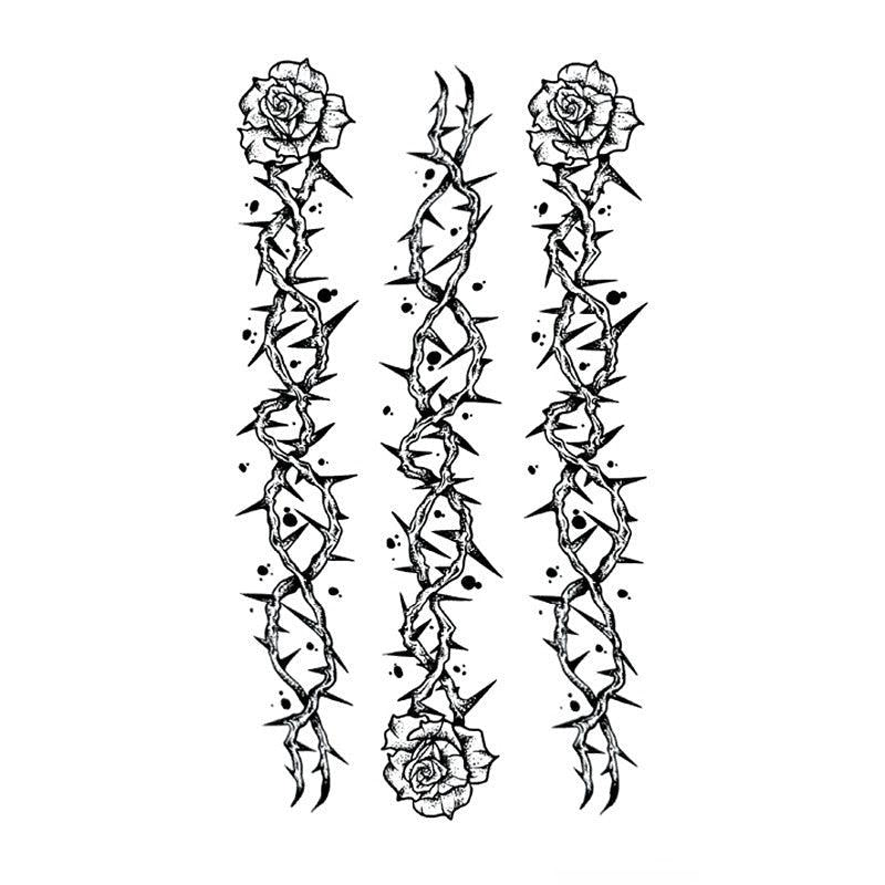 Floral Thorns Rose Waterproof Temporary Tattoo