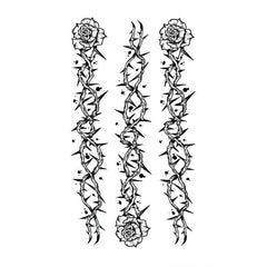 Floral Thorns Rose Waterproof Temporary Tattoo