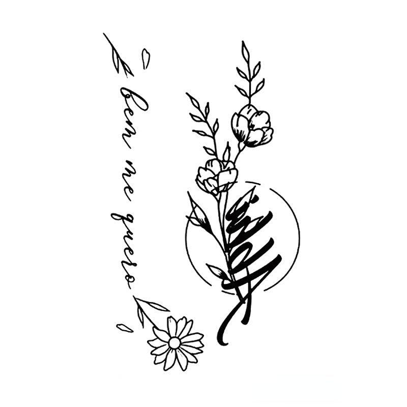 Floral Thorns Rose Waterproof Temporary Tattoo