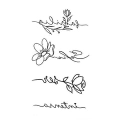 Floral Thorns Rose Waterproof Temporary Tattoo