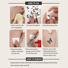Line Drawing Flower Butterfly Temporary Tattoo Stickers