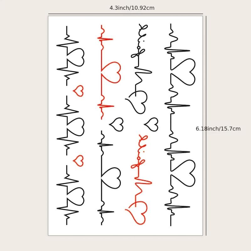 Waterproof Heartbeat ECG Pattern Finger & Wrist Tattoos