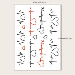 Waterproof Heartbeat ECG Pattern Finger & Wrist Tattoos