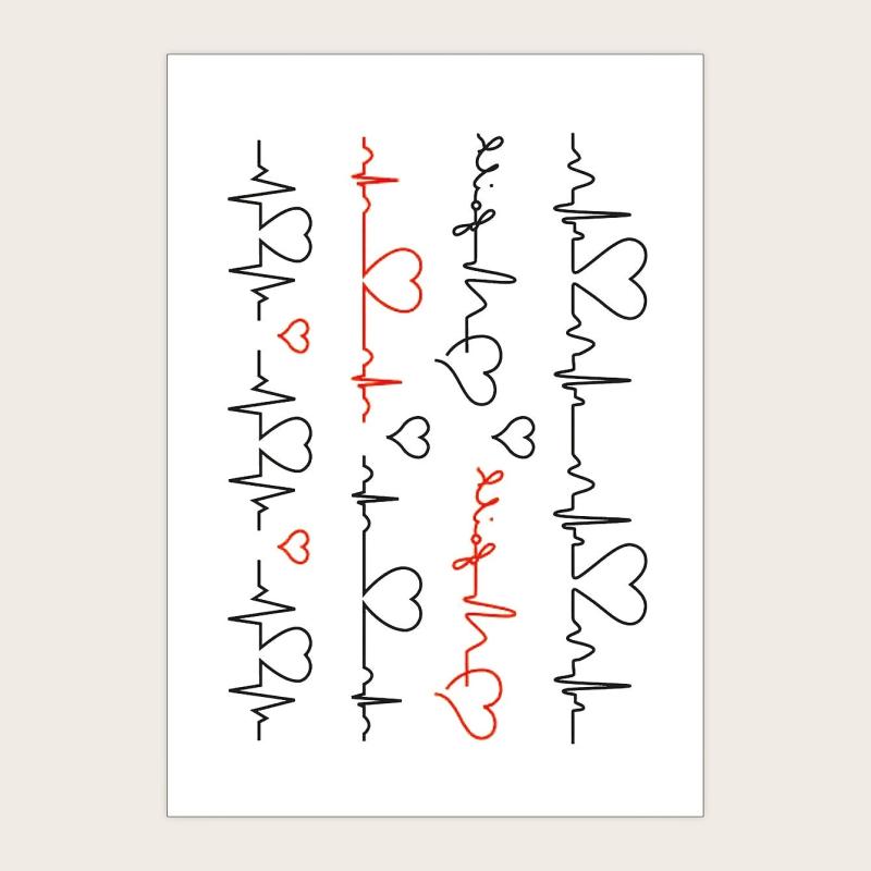 Waterproof Heartbeat ECG Pattern Finger & Wrist Tattoos