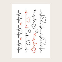 Waterproof Heartbeat ECG Pattern Finger & Wrist Tattoos