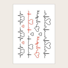 Waterproof Heartbeat ECG Pattern Finger & Wrist Tattoos