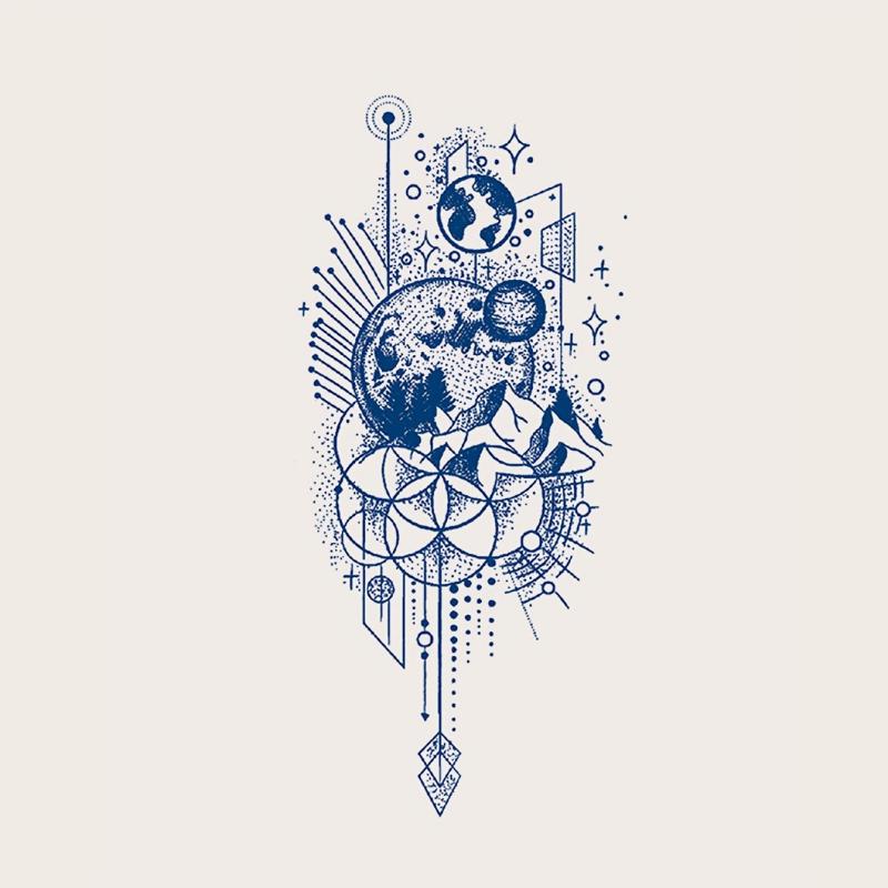 Abstract Mountain Tattoo Stickers Waterproof