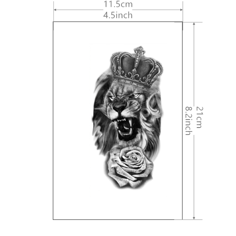 Crown Lion Tattoo Sticker Waterproof Temporary Tattoo Body Art For Men And Women
