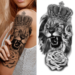 Crown Lion Tattoo Sticker Waterproof Temporary Tattoo Body Art For Men And Women
