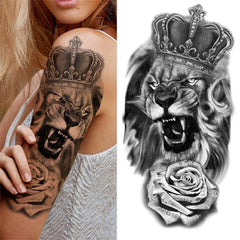 Crown Lion Tattoo Sticker Waterproof Temporary Tattoo Body Art For Men And Women
