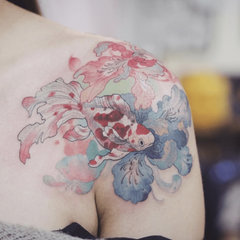Koi Flower Waterproof Tattoo Sticker Long Lasting Temporary Tattoo
