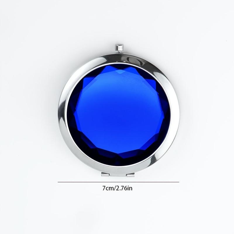 Mini Crystal Makeup Mirror Double Side Folding Makeup Vanity Hand Mirror