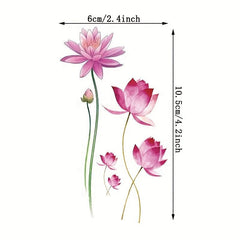Lavender Flower Floral Pattern Waterproof Tattoo Sticker for Women