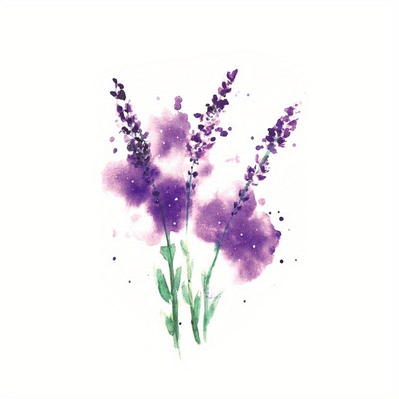 Lavender Flower Floral Pattern Waterproof Tattoo Sticker for Women