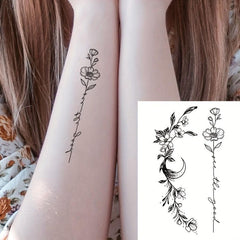 Lavender Flower Floral Pattern Waterproof Tattoo Sticker for Women