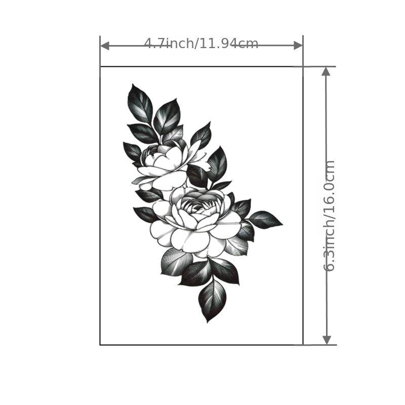 Large Flower Tattoo Sticker Waterproof Long-lasting Temporary Tattoo