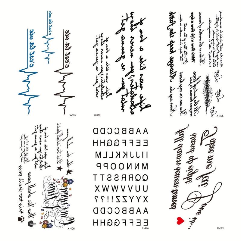 6 Sheets Uppercase Letter Temporary Tattoo Stickers for Men Women Adults