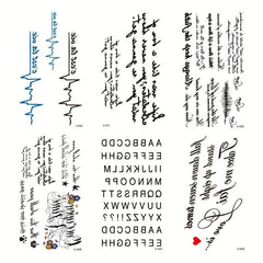 6 Sheets Uppercase Letter Temporary Tattoo Stickers for Men Women Adults