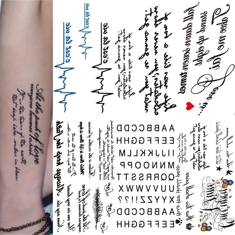 6 Sheets Uppercase Letter Temporary Tattoo Stickers for Men Women Adults