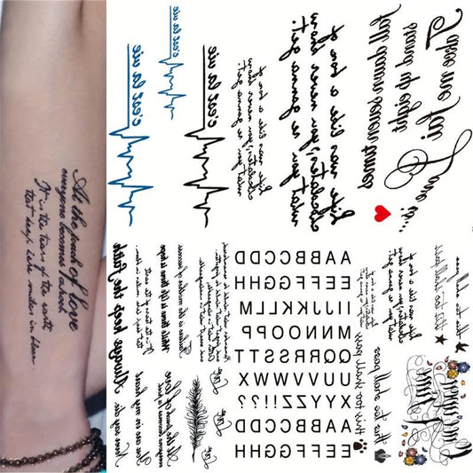 6 Sheets Uppercase Letter Temporary Tattoo Stickers for Men Women Adults
