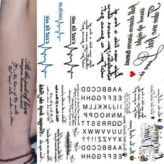 6 Sheets Uppercase Letter Temporary Tattoo Stickers for Men Women Adults