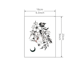 Waterproof Fox and Flowers Anime Tattoo Sticker - Long Lasting Temporary Art