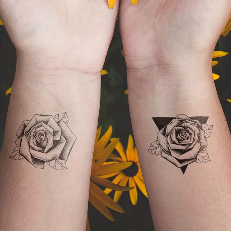 30 Sheets Temporary Tattoos for Women Roses Butterflies Wolf Body Art Stickers