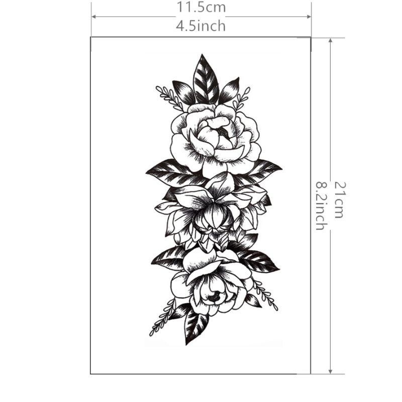 Peony Tattoo Sticker Waterproof Realistic Temporary Body Art
