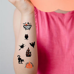 10 Sheets Halloween Pattern Tattoo Stickers Pumpkin Horror Face Ghost Witch Bat