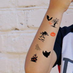 10 Sheets Halloween Pattern Tattoo Stickers Pumpkin Horror Face Ghost Witch Bat