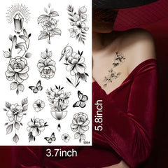 Waterproof Floral Gem Butterflies Crane Temporary Tattoo